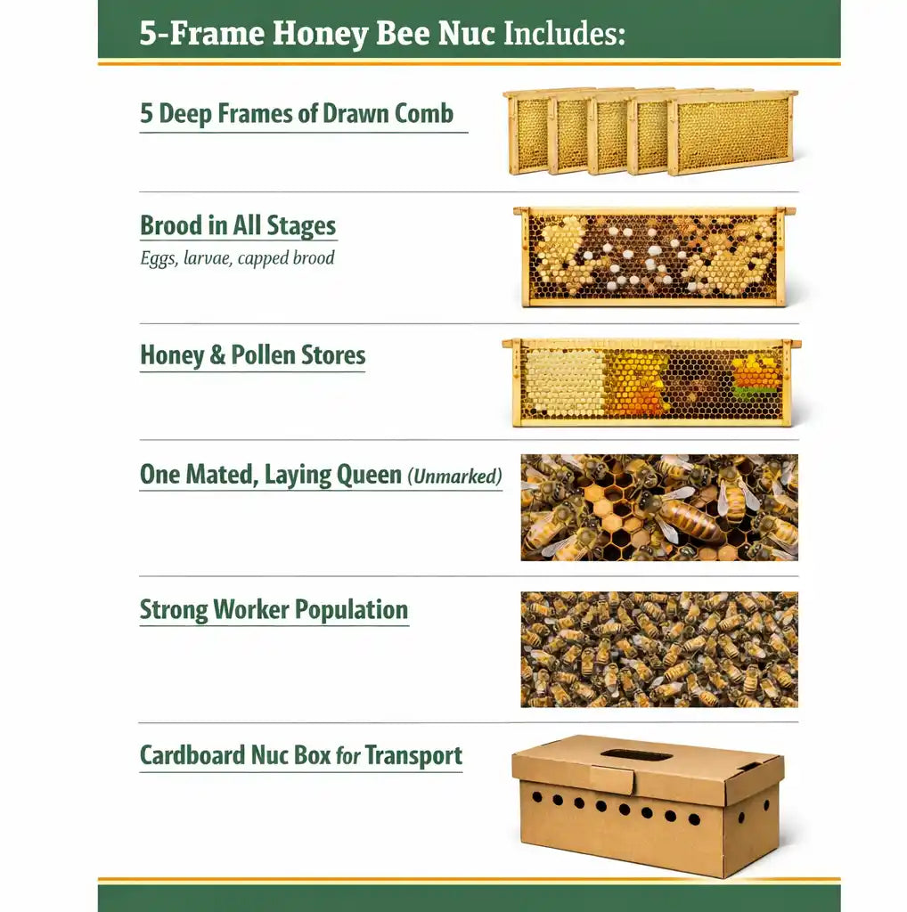 5-Frame Nucleus Colony (Nuc), Carniolan — Best Choice for Beginners